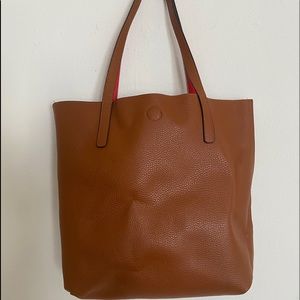 Reversible Tote Bag in Cognac/Red